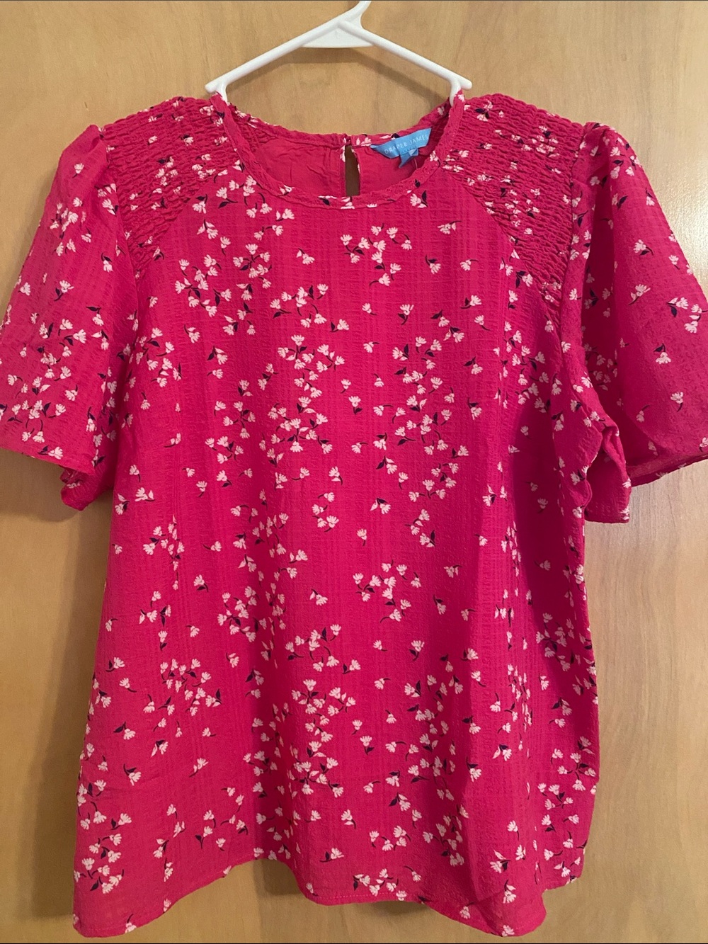 Draper James NWT Pink Floral Short-Sleeve Blouse